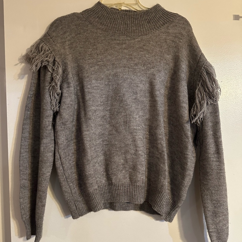 Gray Fringe Sweater